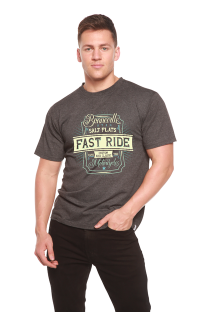 Fast Ride men's bamboo viscose blend graphic T-shirt charcoal with teal print by Spun Bamboo on Tampa Home & Garden Store