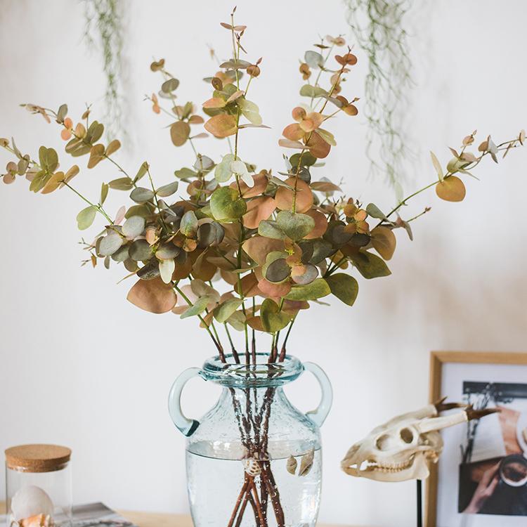Faux Leaf Autumn Eucalyptus Artificial Stem by RusticReach with green and copper-toned leaves on Tampa Home & Garden Store