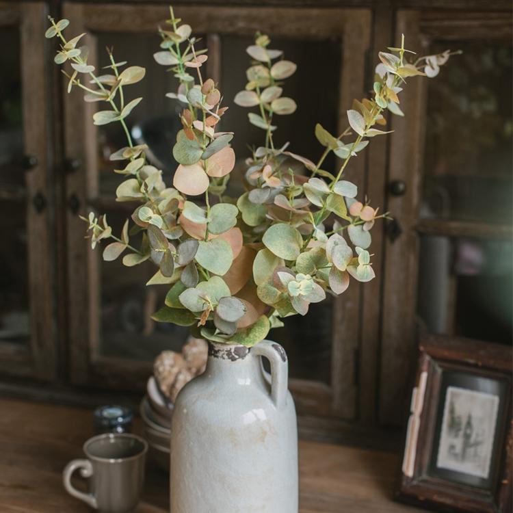 Faux Leaf Autumn Eucalyptus Artificial Stem by RusticReach in a jug with green leaves on Tampa Home & Garden Store