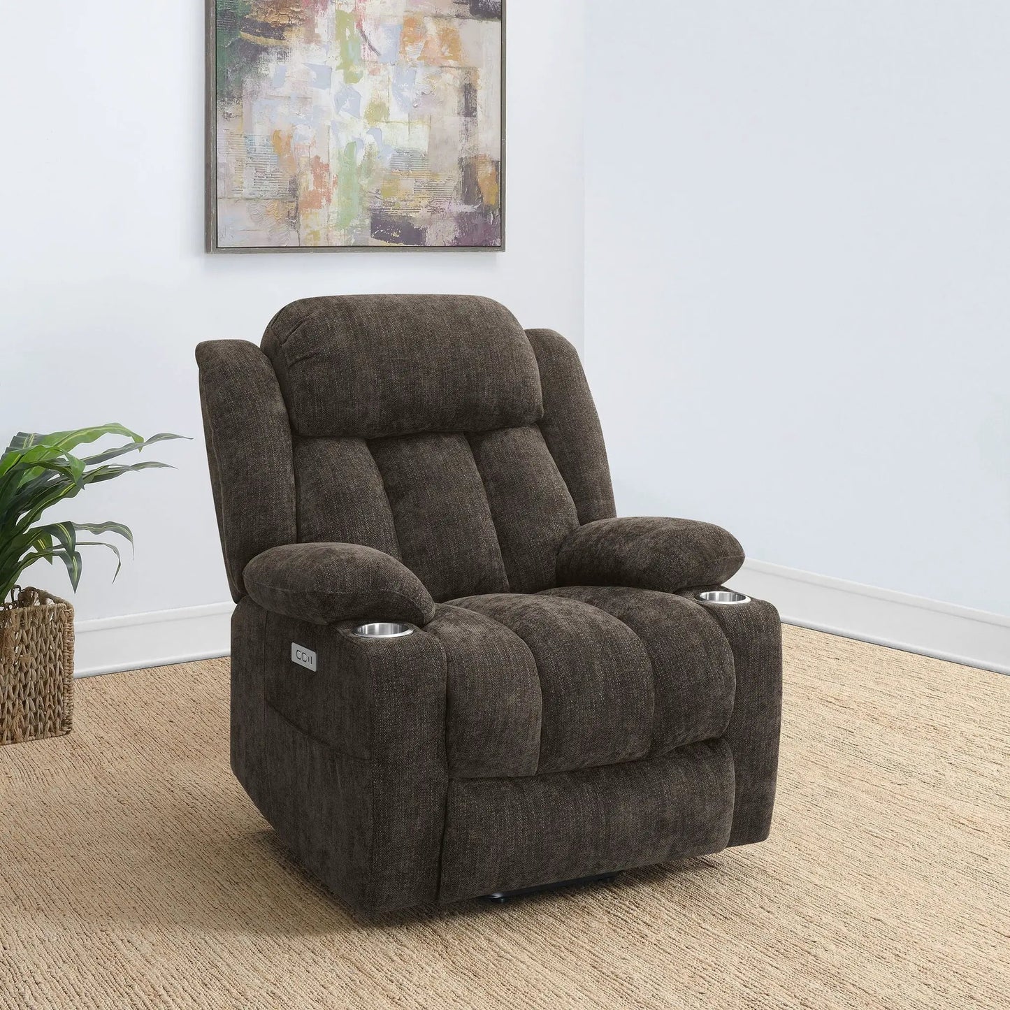 Beca power lift recliner with cupholders USB charging brown fabric by Unique Piece Furniture on Tampa Home & Garden Store