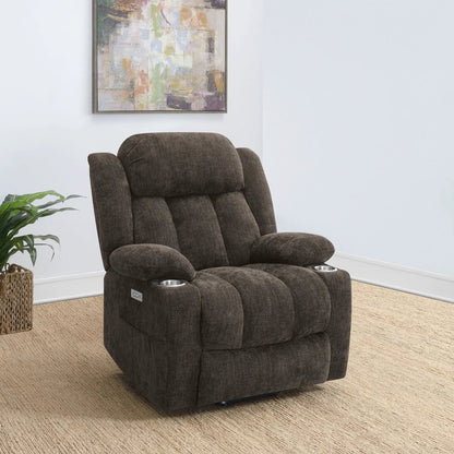 Beca power lift recliner with cupholders USB charging brown fabric by Unique Piece Furniture on Tampa Home & Garden Store