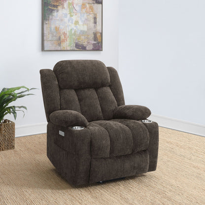 Beca Power Lift Recliner with Cupholders and USB by HouseOfZazla in dark brown fabric on Tampa Home & Garden Store
