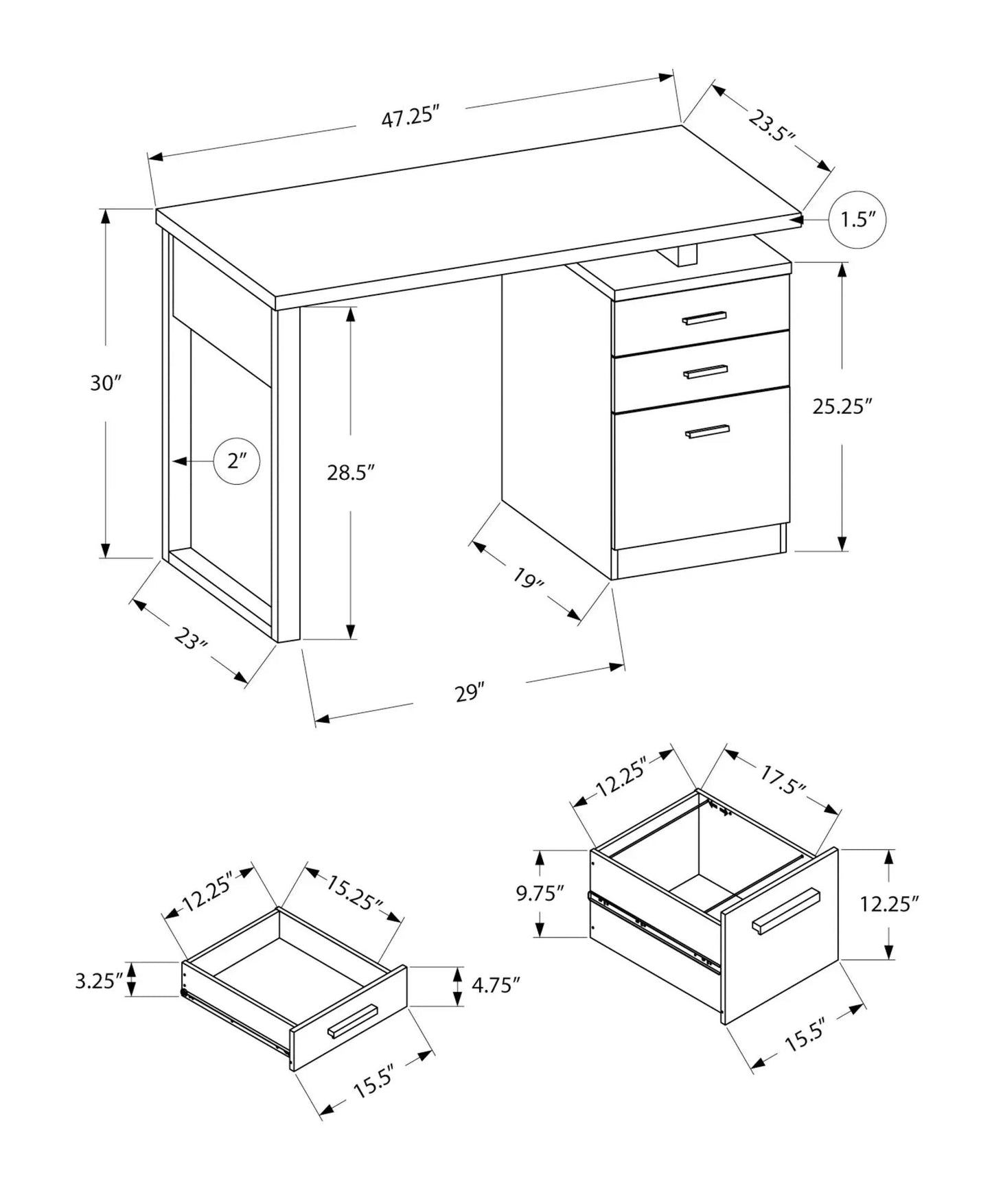 Computer desk for home office with left-right setup and 4-drawer storage on Tampa Home & Garden Store