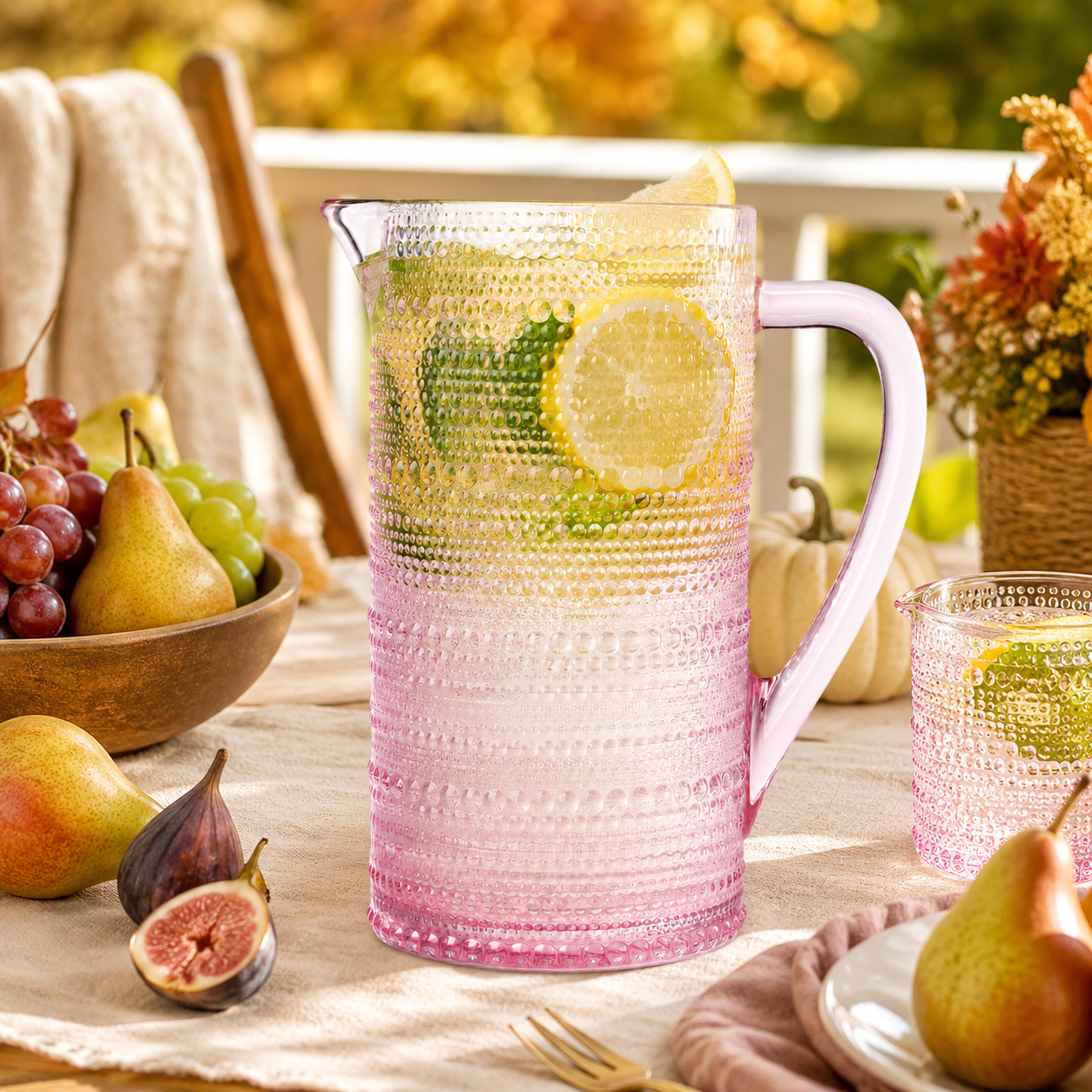Textured Pink Hobnail Pitcher and Vintage Charm