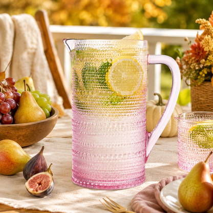 Textured Pink Hobnail Pitcher and Vintage Charm