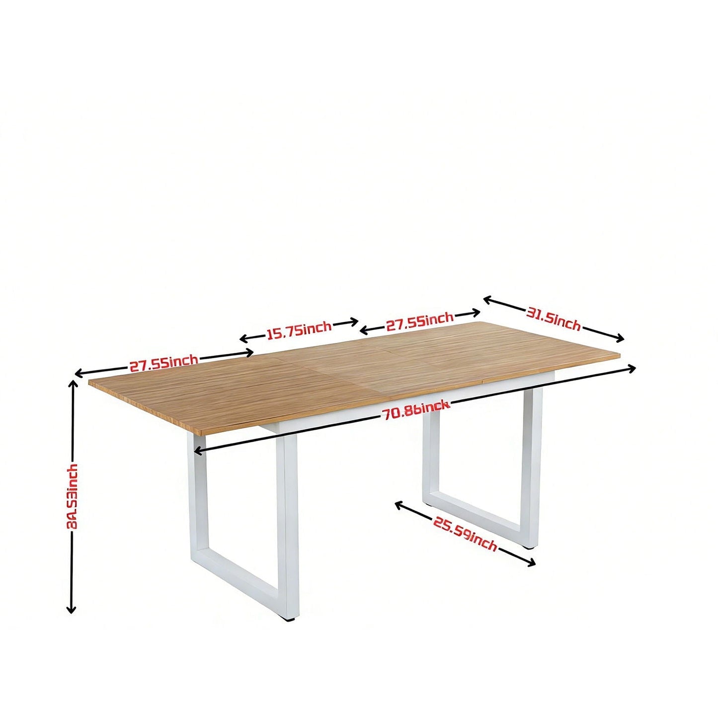 Square Extendable Dining Table With Metal Legs by HouseOfZazla, wood top, white metal base on Tampa Home & Garden Store