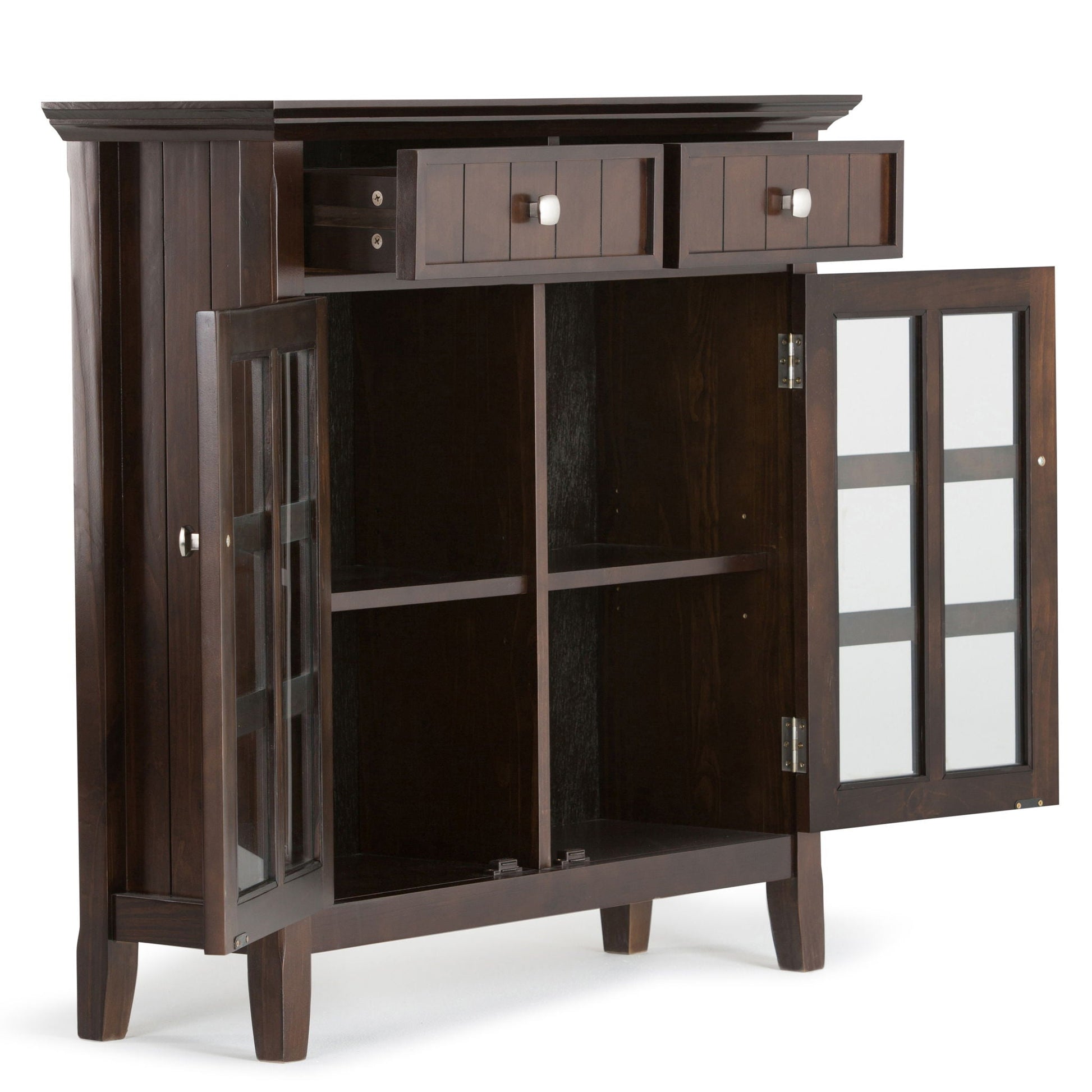 Acadian entryway storage cabinet brunette brown with glass doors and drawers by HouseOfZazla on Tampa Home & Garden Store