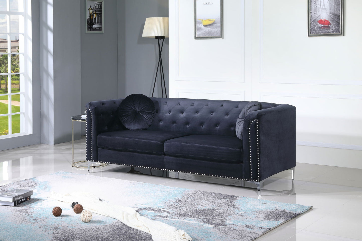 Pompano Elegant Contemporary Microsuede Sofa