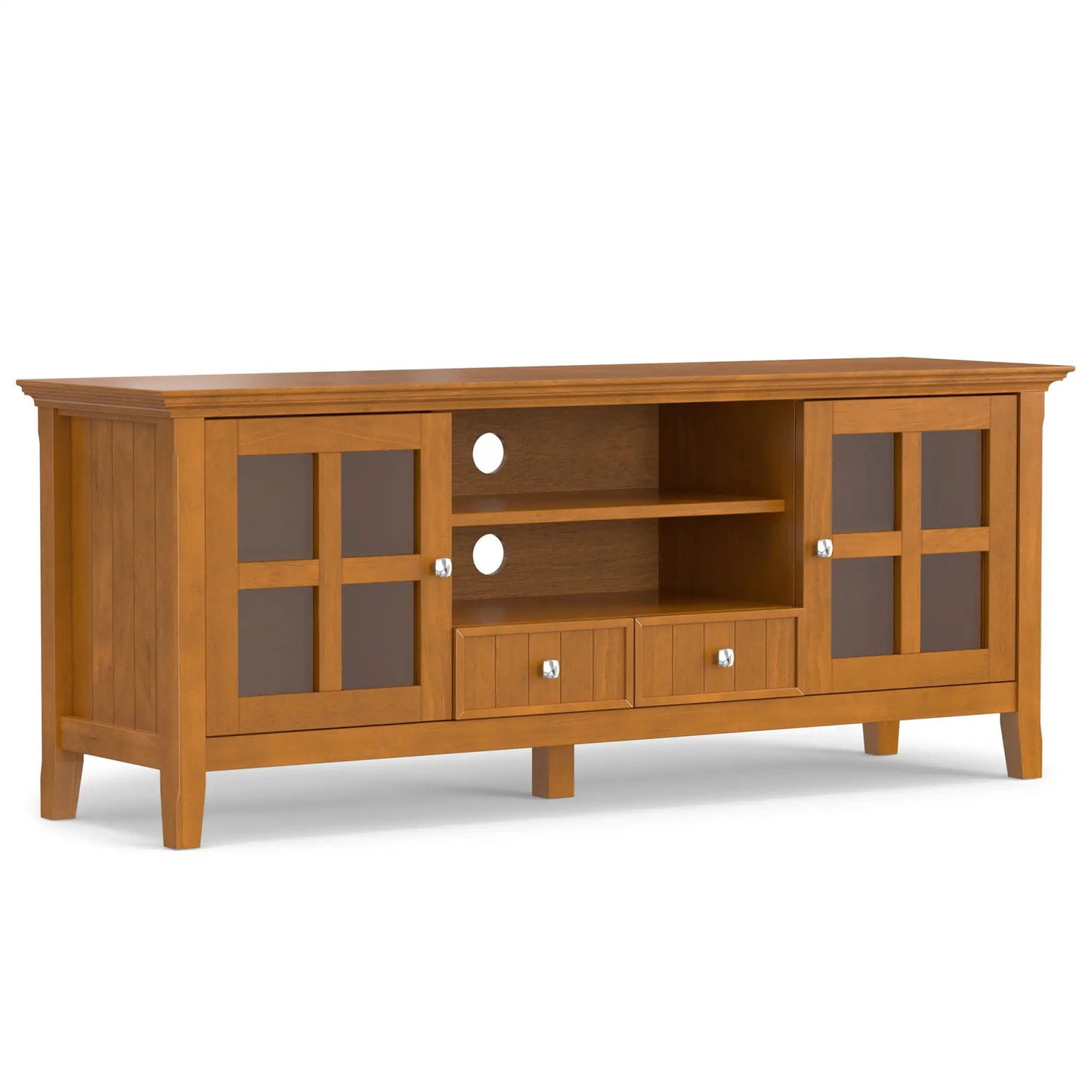 Acadian Media Stand with Glass Doors and Drawers