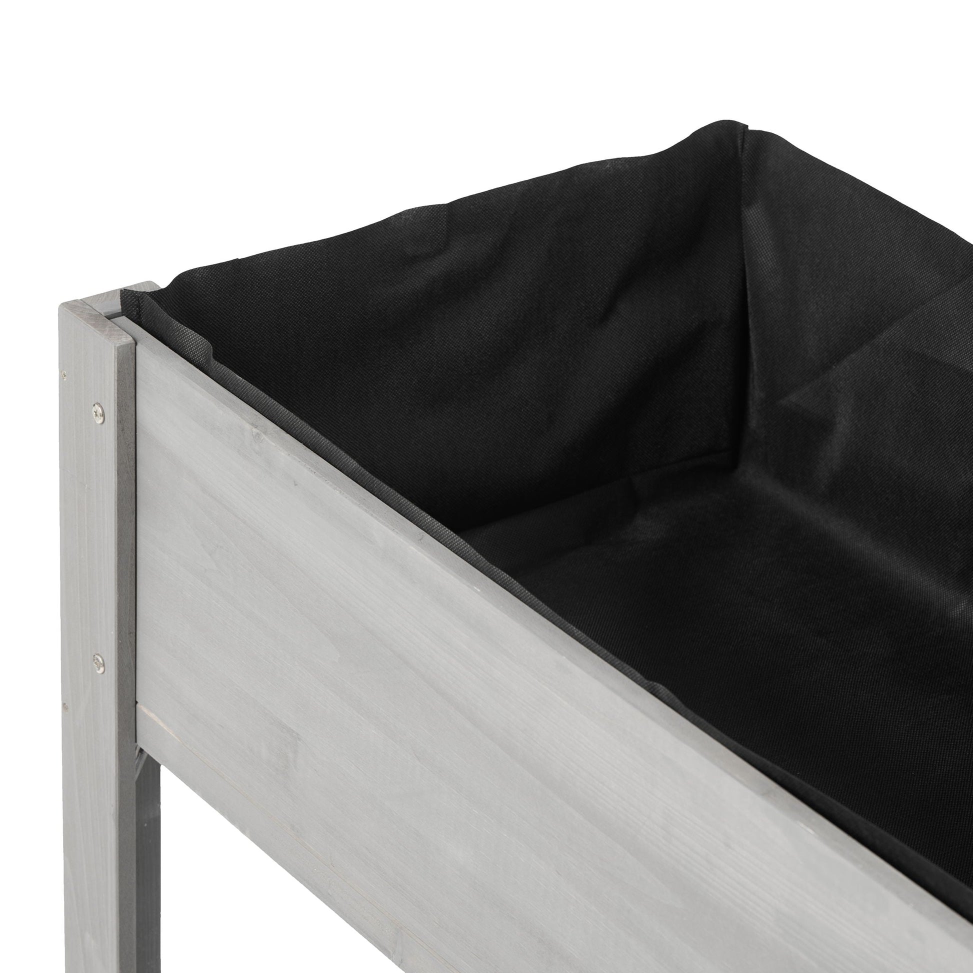 Raised garden bed with legs in light wood and black fabric liner by HouseOfZazla on Tampa Home & Garden Store