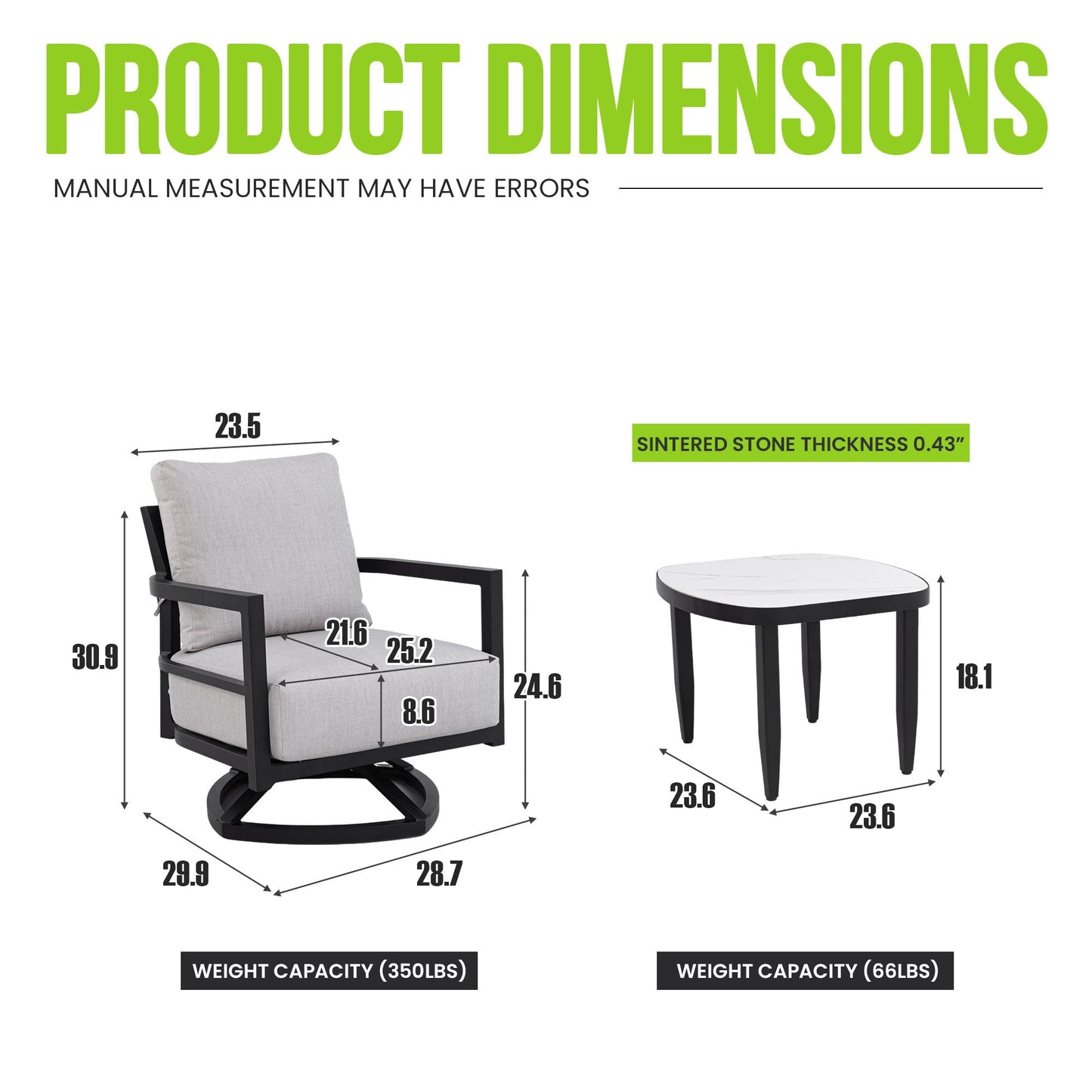 HouseOfZazla outdoor chat set 3-piece with Sunbrella cushions and marble-top side table on Tampa Home & Garden Store