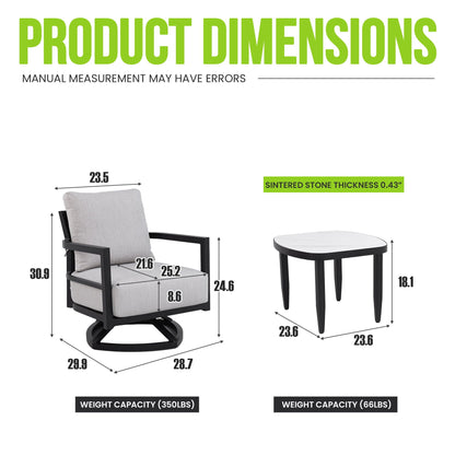 HouseOfZazla outdoor chat set 3-piece with Sunbrella cushions and marble-top side table on Tampa Home & Garden Store