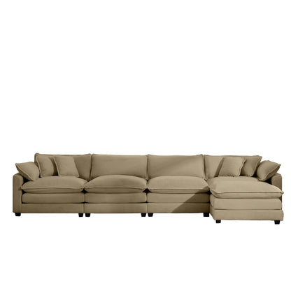 3-piece living room set: oversized modular sofa with ottoman, low back, deep seating in beige on Tampa Home & Garden Store