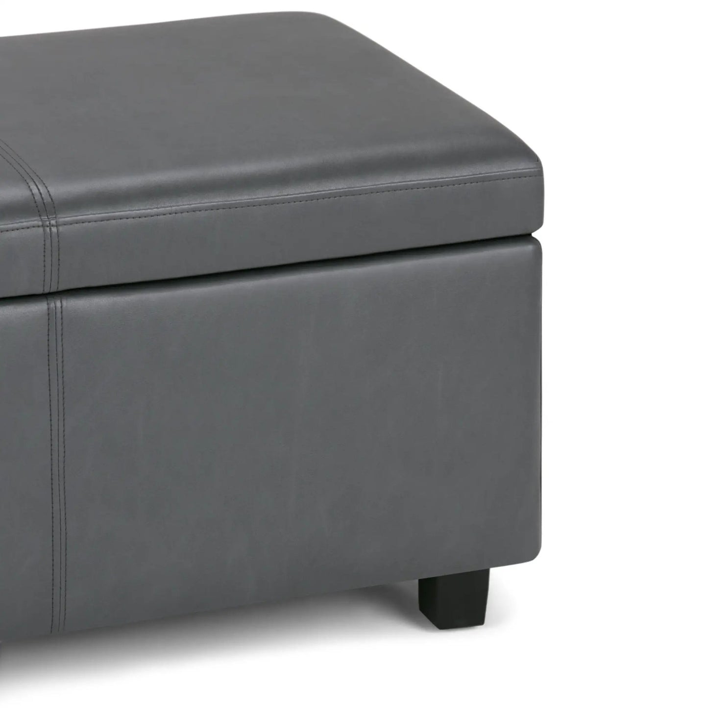 Avalon Storage Ottoman Bench grey leather with stitched seams Unique Piece Furniture on Tampa Home & Garden Store