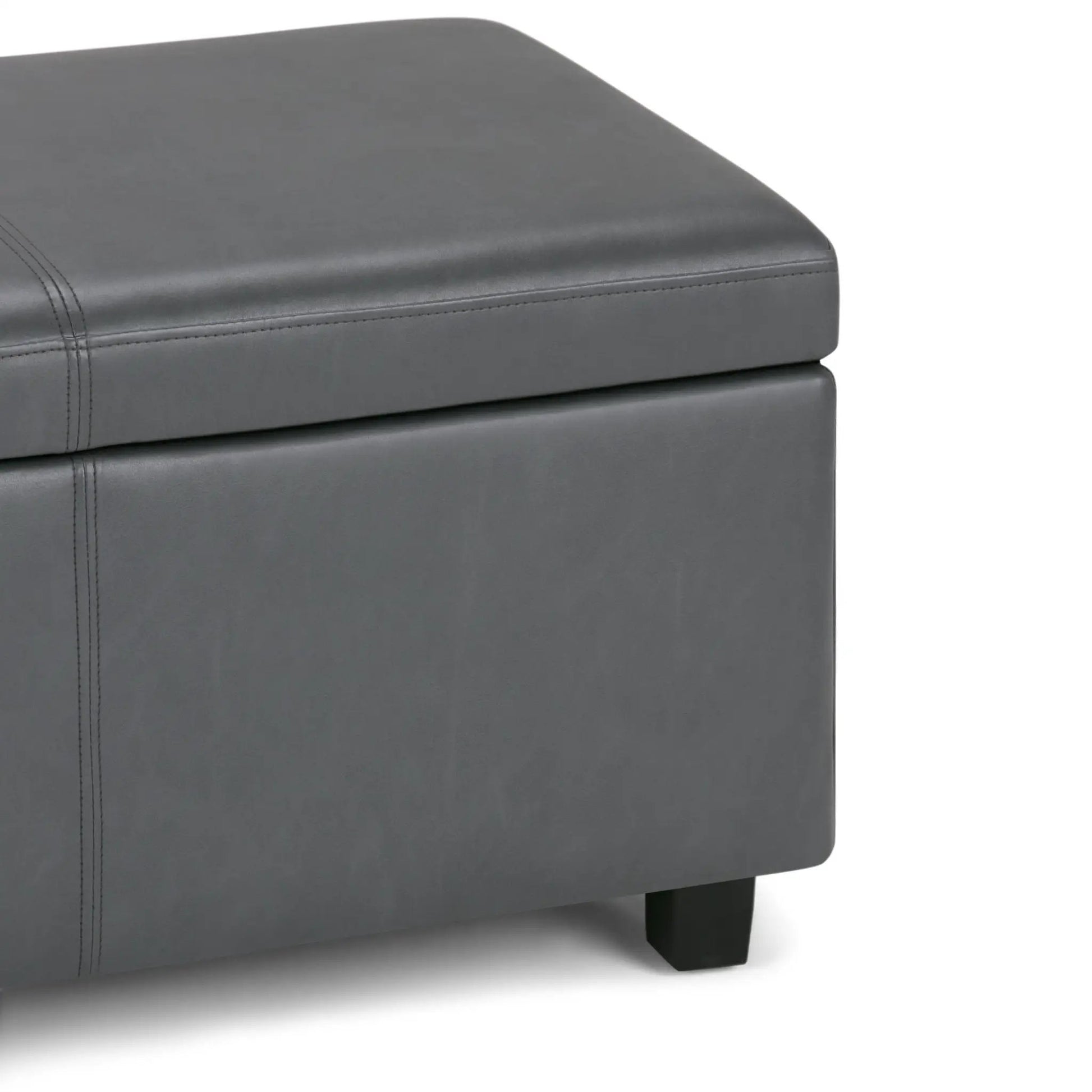 Avalon Storage Ottoman Bench grey leather with stitched seams Unique Piece Furniture on Tampa Home & Garden Store