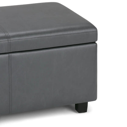 Avalon Storage Ottoman Bench grey leather with stitched seams Unique Piece Furniture on Tampa Home & Garden Store