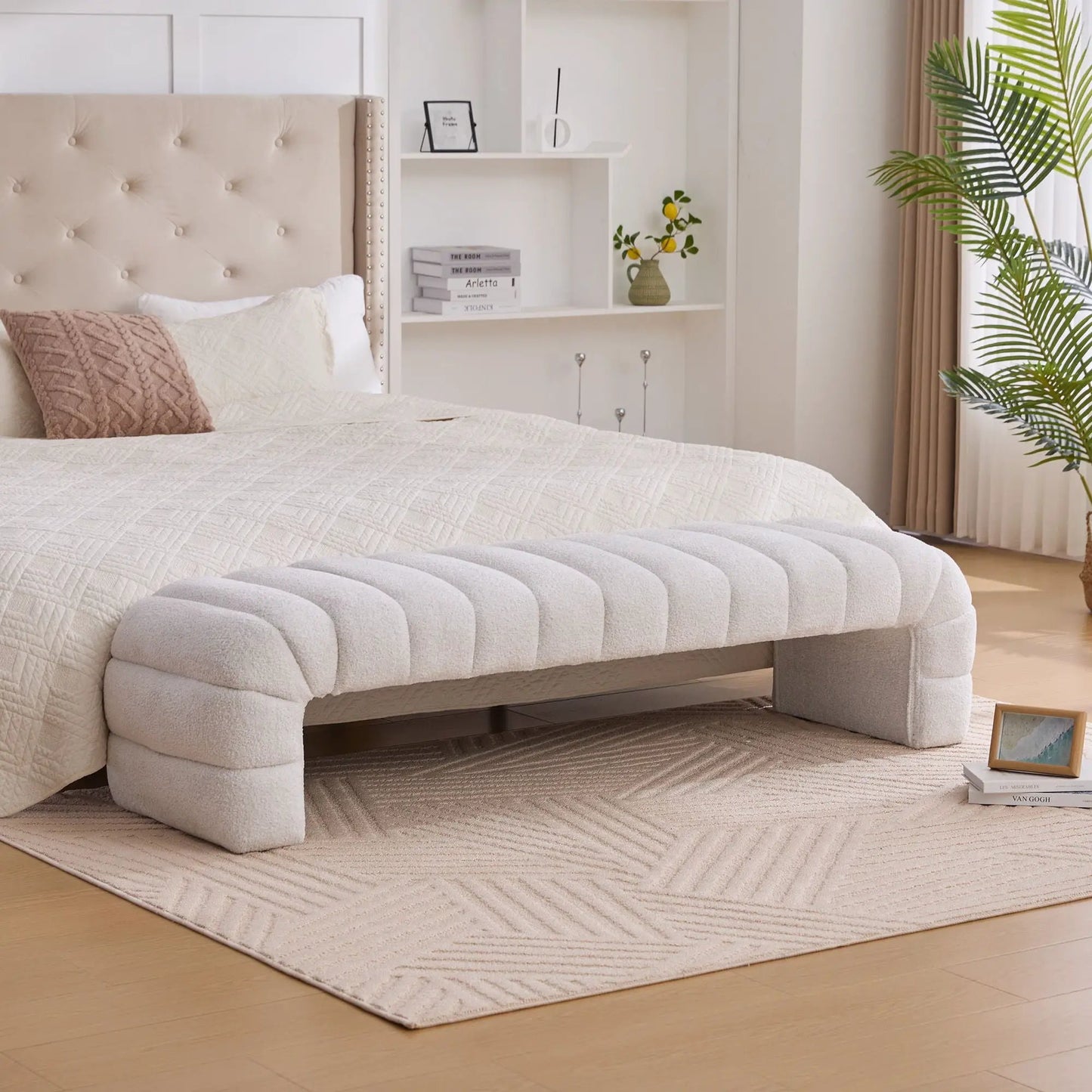 Modern Upholstered Bed Bench with Channel Tufted