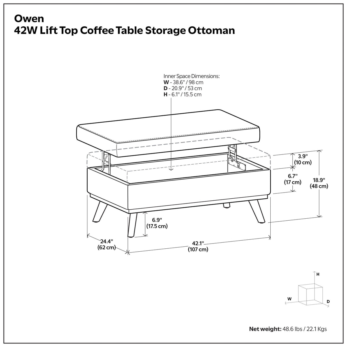 Square Lift Top Coffee Table and Storage Ottoman by HouseOfZazla with lift-top storage on Tampa Home & Garden Store