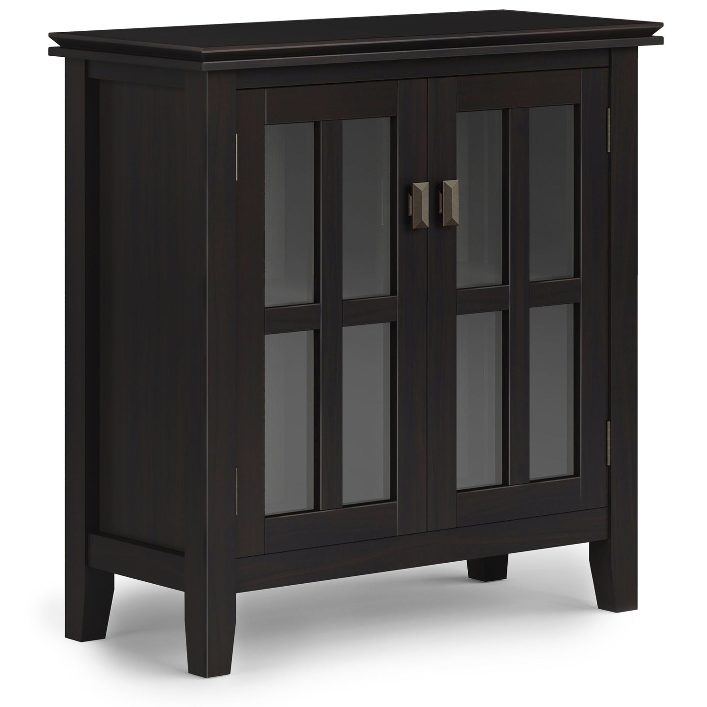 Artisan low storage cabinet in Hickory Brown with glass panel doors by HouseOfZazla on Tampa Home & Garden Store