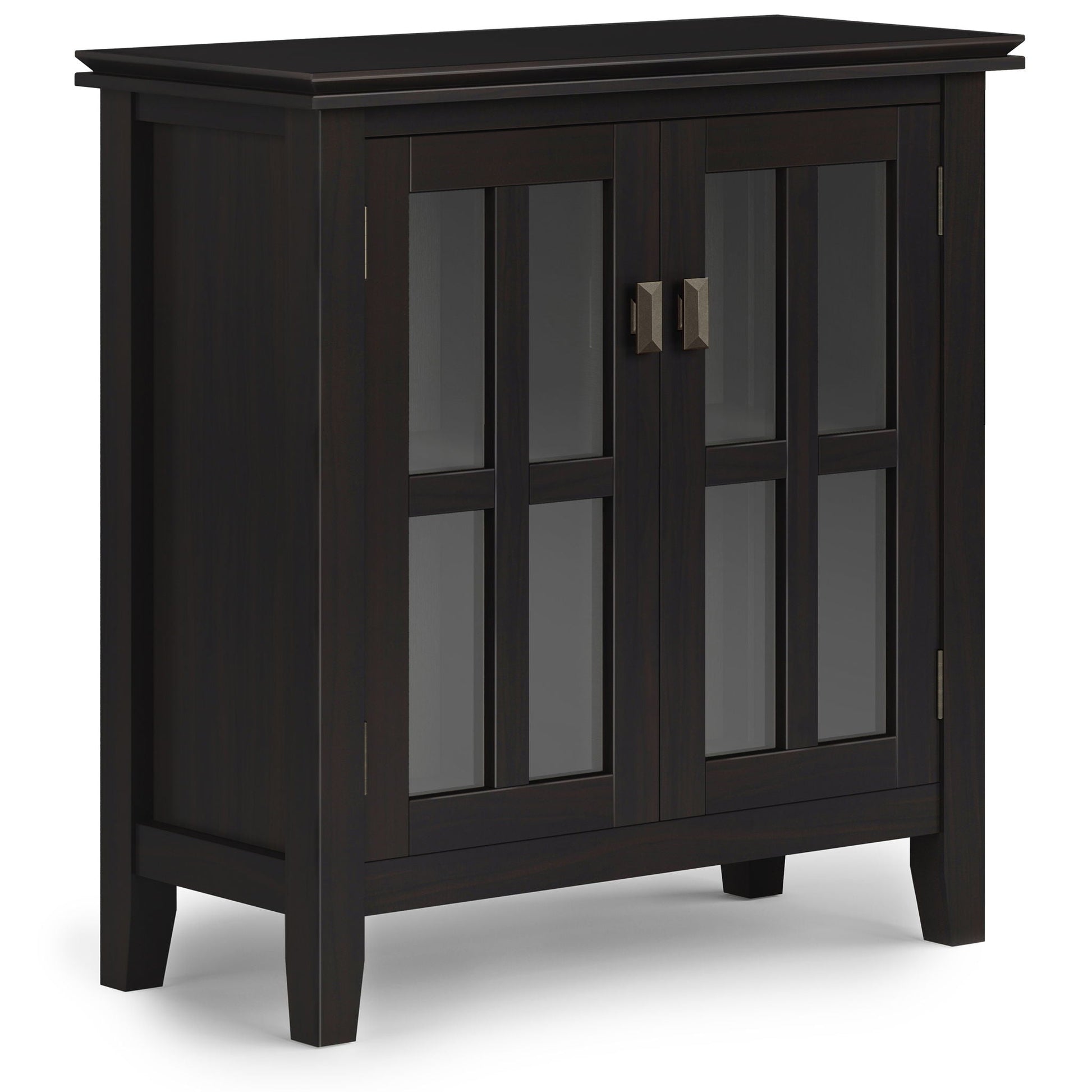 Artisan low storage cabinet in Hickory Brown with glass panel doors by HouseOfZazla on Tampa Home & Garden Store
