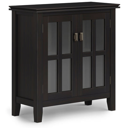 Artisan low storage cabinet in Hickory Brown with glass panel doors by HouseOfZazla on Tampa Home & Garden Store