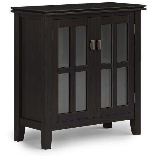 Artisan low storage cabinet in Hickory Brown with glass panel doors by HouseOfZazla on Tampa Home & Garden Store