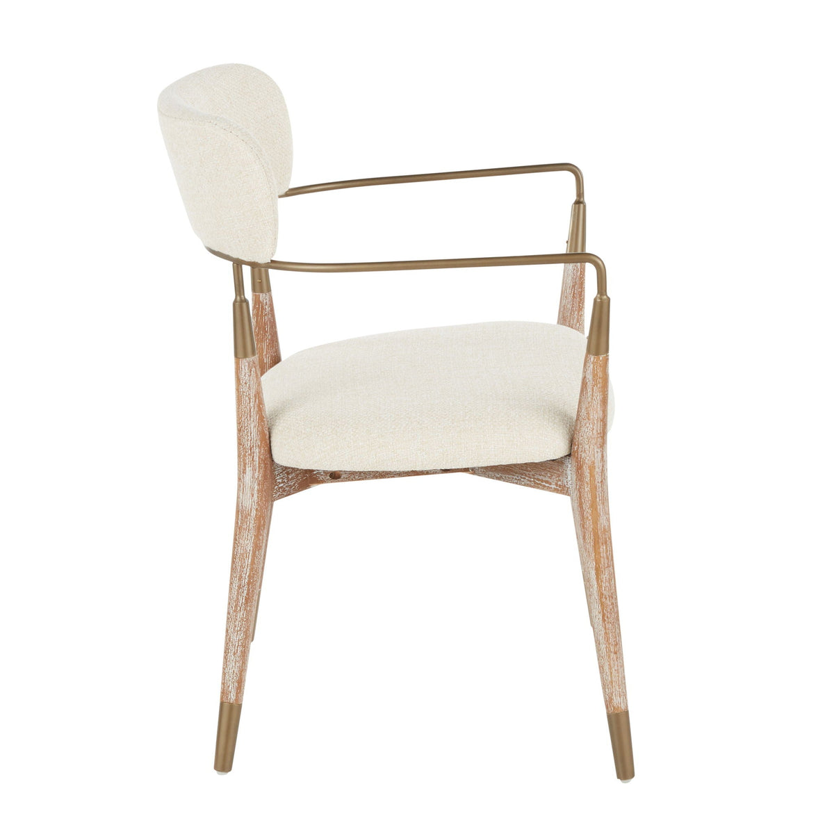 Savannah Contemporary Chair Set with upholstered beige seat and back, brass frame on Tampa Home & Garden Store