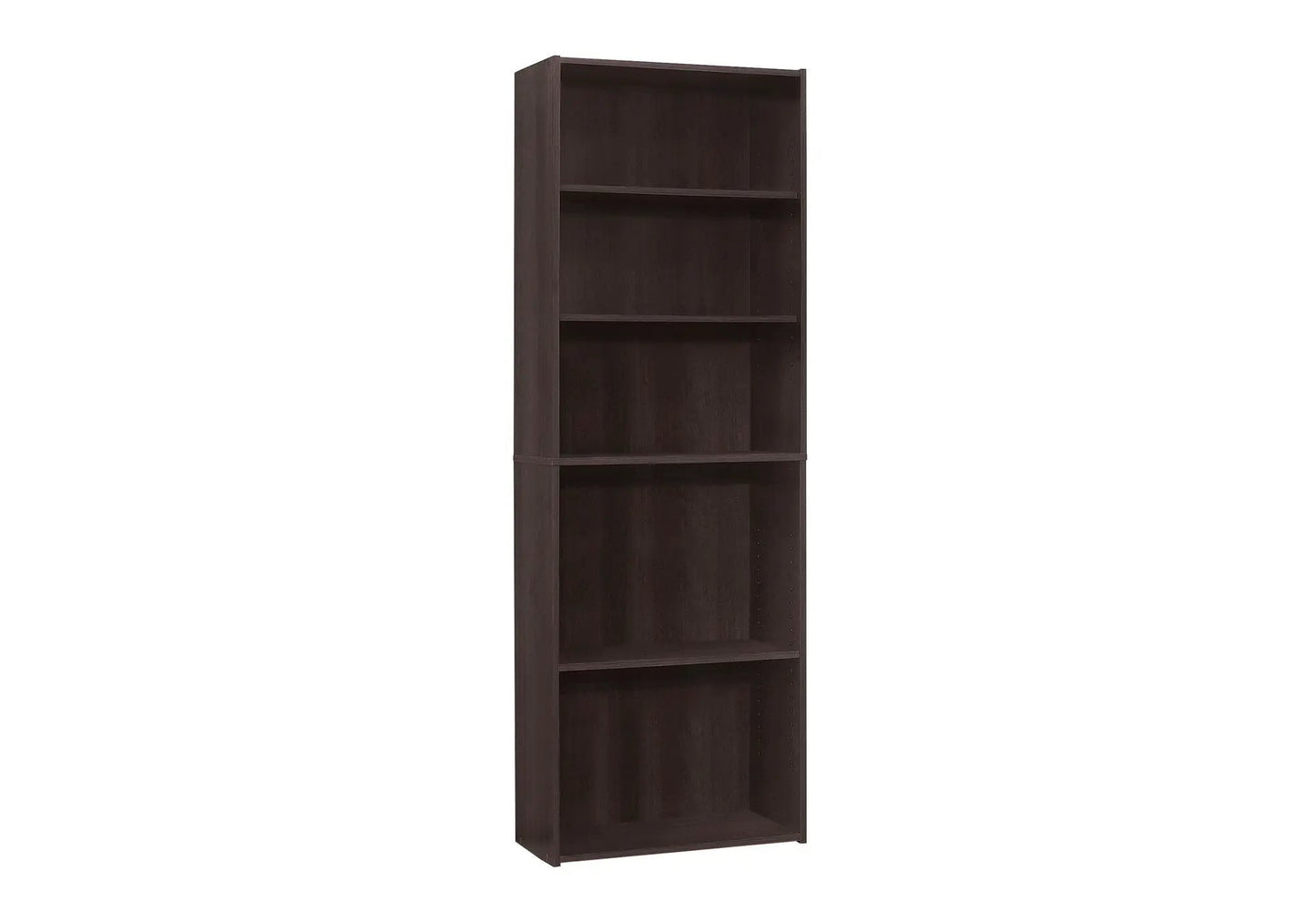 6-tier dark espresso wood bookshelf with adjustable shelves on Tampa Home & Garden Store