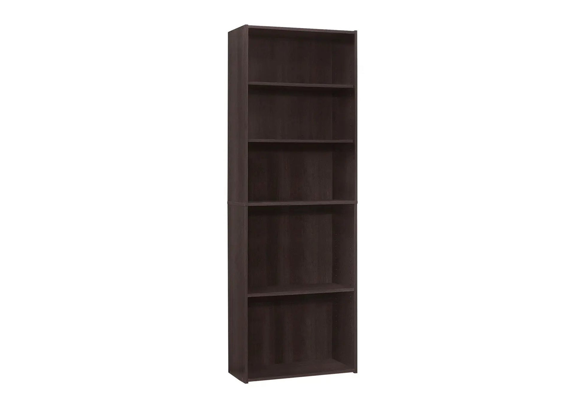 6-tier dark espresso wood bookshelf with adjustable shelves on Tampa Home & Garden Store