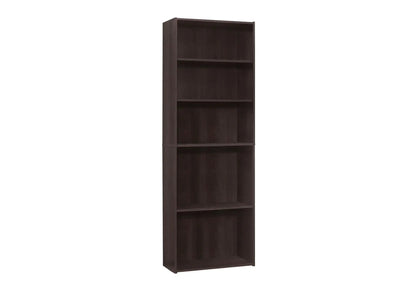 6-tier dark espresso wood bookshelf with adjustable shelves on Tampa Home & Garden Store