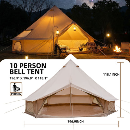 4 Season Bell Tent 16.4FT tent by HouseOfZazla beige canvas with lanterns on Tampa Home & Garden Store