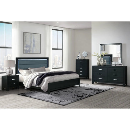 Carlos Nightstand Black Wood Finish With Drawers