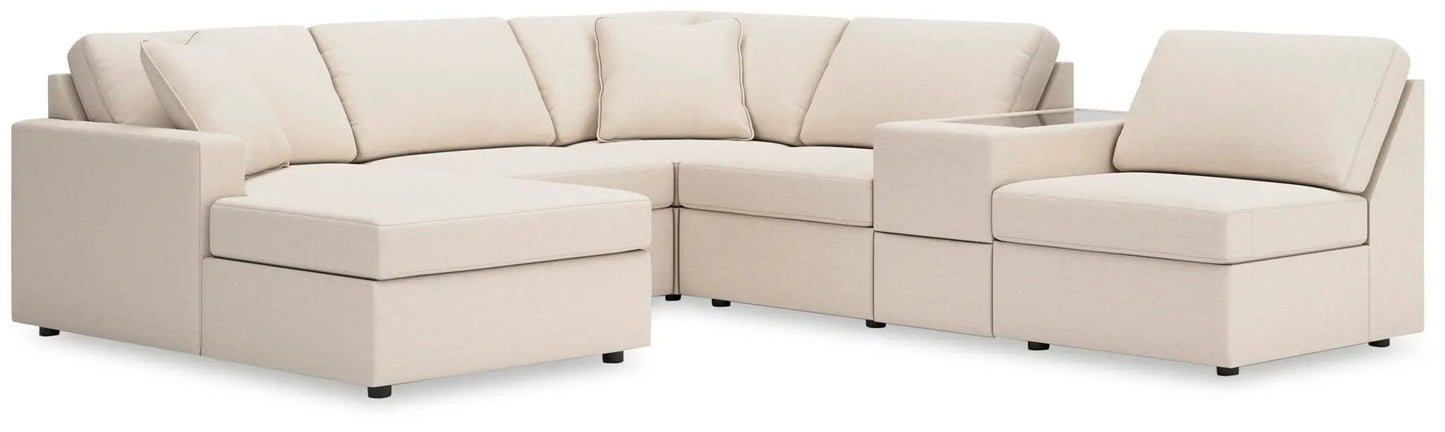 Modmax Sectional Oyster beige fabric stationary sectional with left chaise by Unique Piece Furniture on Tampa Home & Garden Store