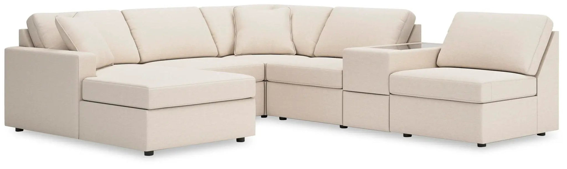 Modmax Sectional Oyster beige fabric stationary sectional with left chaise by Unique Piece Furniture on Tampa Home & Garden Store