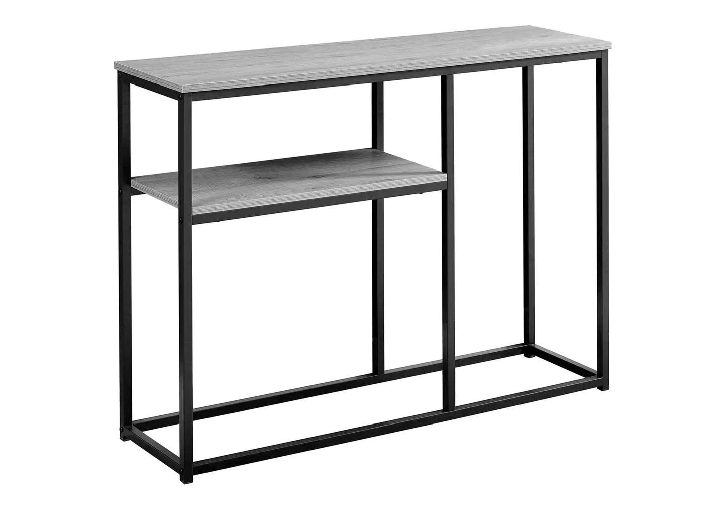 Accent console table with gray wood top and shelf, black metal frame Unique Piece Furniture on Tampa Home & Garden Store