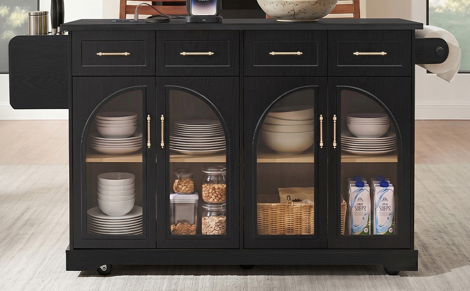 The K&K Kitchen Island With Storage And Drop Leaf