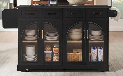 The K&K Kitchen Island With Storage And Drop Leaf