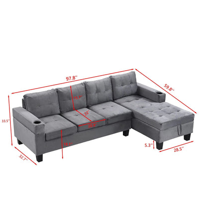 Modern gray fabric sectional with L-shaped chaise and storage by Unique Piece Furniture on Tampa Home & Garden Store