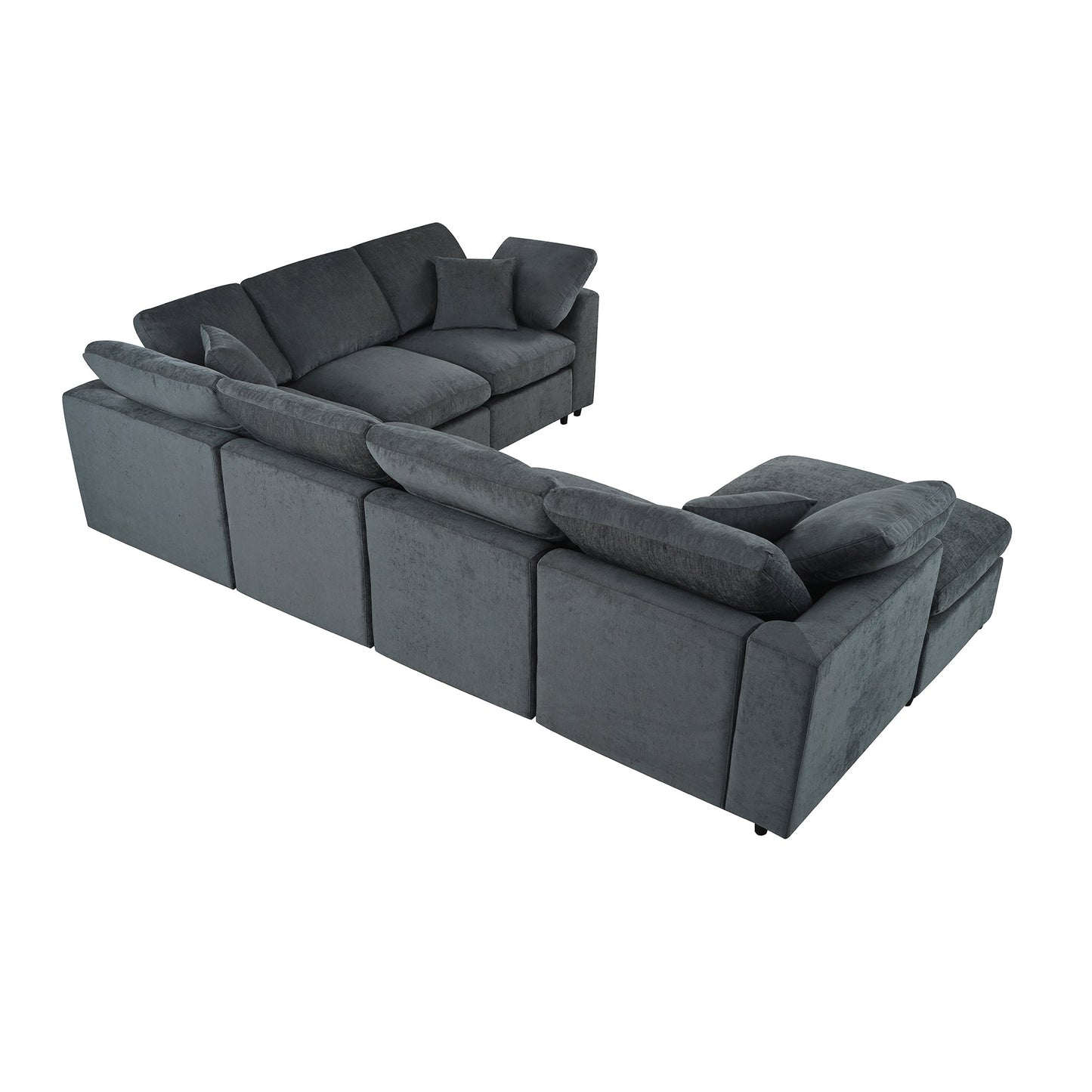 U_Style 120.8-inch Extra Large Modular Sectional Sofa in dark gray fabric HouseOfZazla on Tampa Home & Garden Store