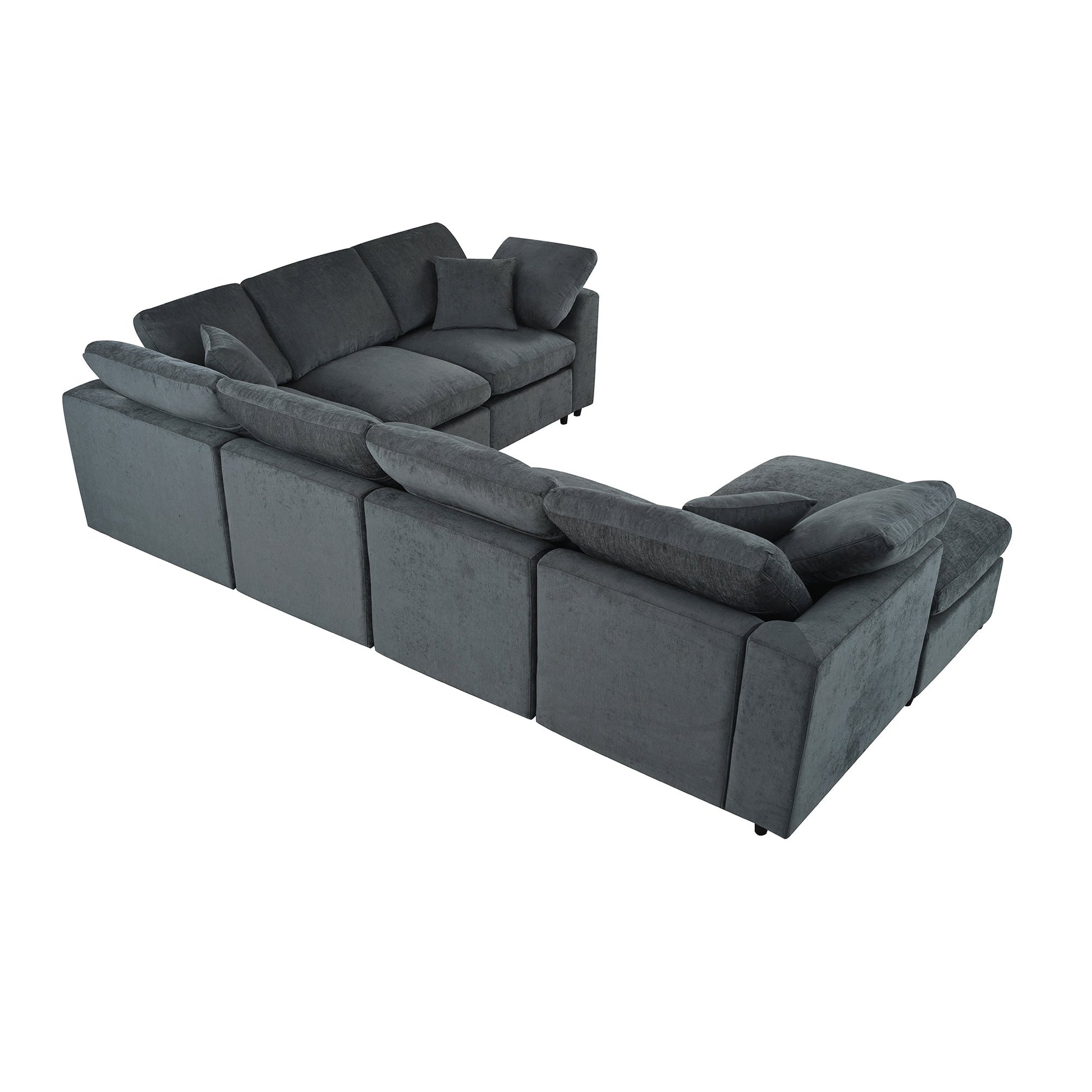 U_Style 120.8-inch Extra Large Modular Sectional Sofa in dark gray fabric HouseOfZazla on Tampa Home & Garden Store