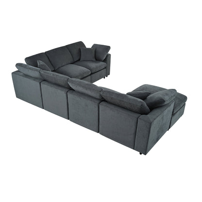 U_Style 120.8-inch Extra Large Modular Sectional Sofa in dark gray fabric HouseOfZazla on Tampa Home & Garden Store