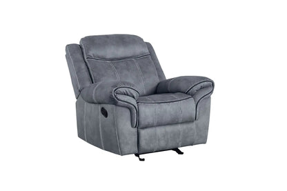 Zubaida Two-Tone Glider Recliner in gray fabric with contrast stitching Unique Piece Furniture on Tampa Home & Garden Store