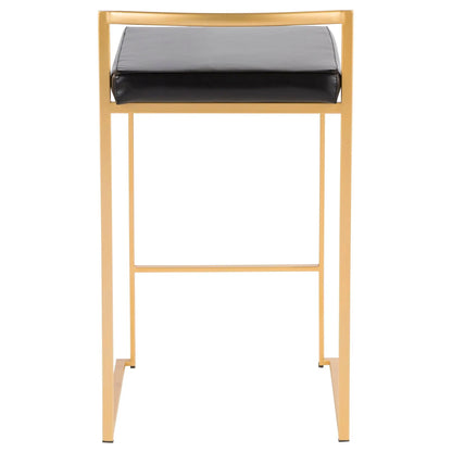 Fuji glam counter stool set of 2 gold frame gray black cushion on Tampa Home & Garden Store