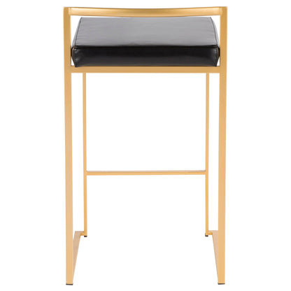 Fuji counter stool by HouseOfZazla with gray and black cushion and gold frame on Tampa Home & Garden Store