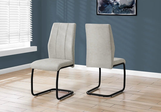 Dining chair set of 2, upholstered light gray fabric with back and black cantilever legs on Tampa Home & Garden Store