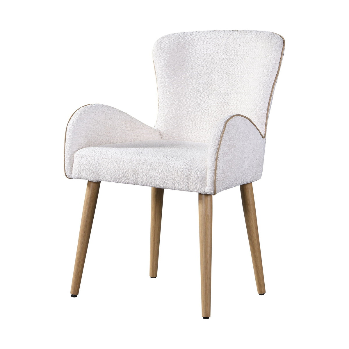 Boucle Side Chair Set of 2 beige upholstered chairs with wood legs HouseOfZazla on Tampa Home & Garden Store