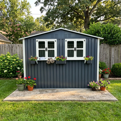 6x9 Outdoor Metal Storage Shed with Window Rack