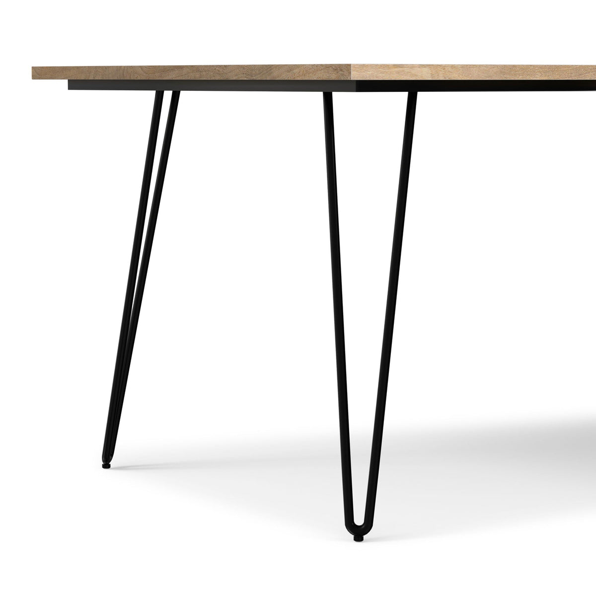 Square mango wood dining table with two-tone top and black hairpin legs by HouseOfZazla on Tampa Home & Garden Store