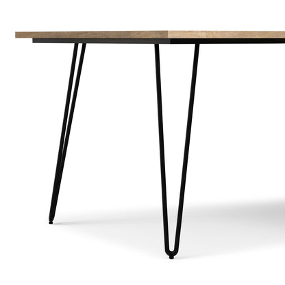 Square mango wood dining table with two-tone top and black hairpin legs by HouseOfZazla on Tampa Home & Garden Store