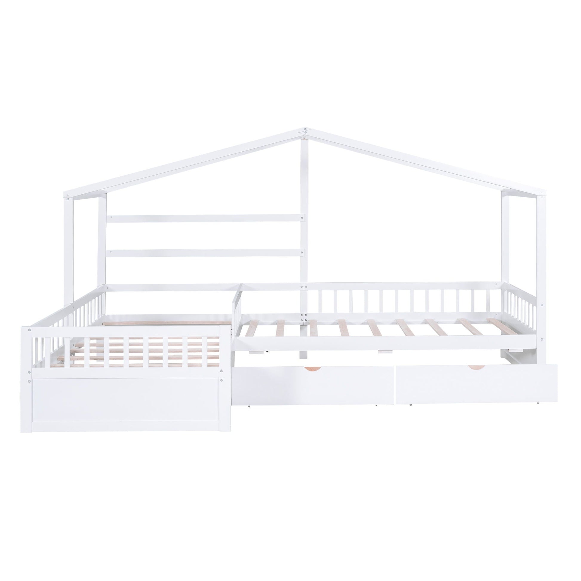 L Shape Platform Bed With 3 Storage Drawers in white metal frame by HouseOfZazla on Tampa Home & Garden Store